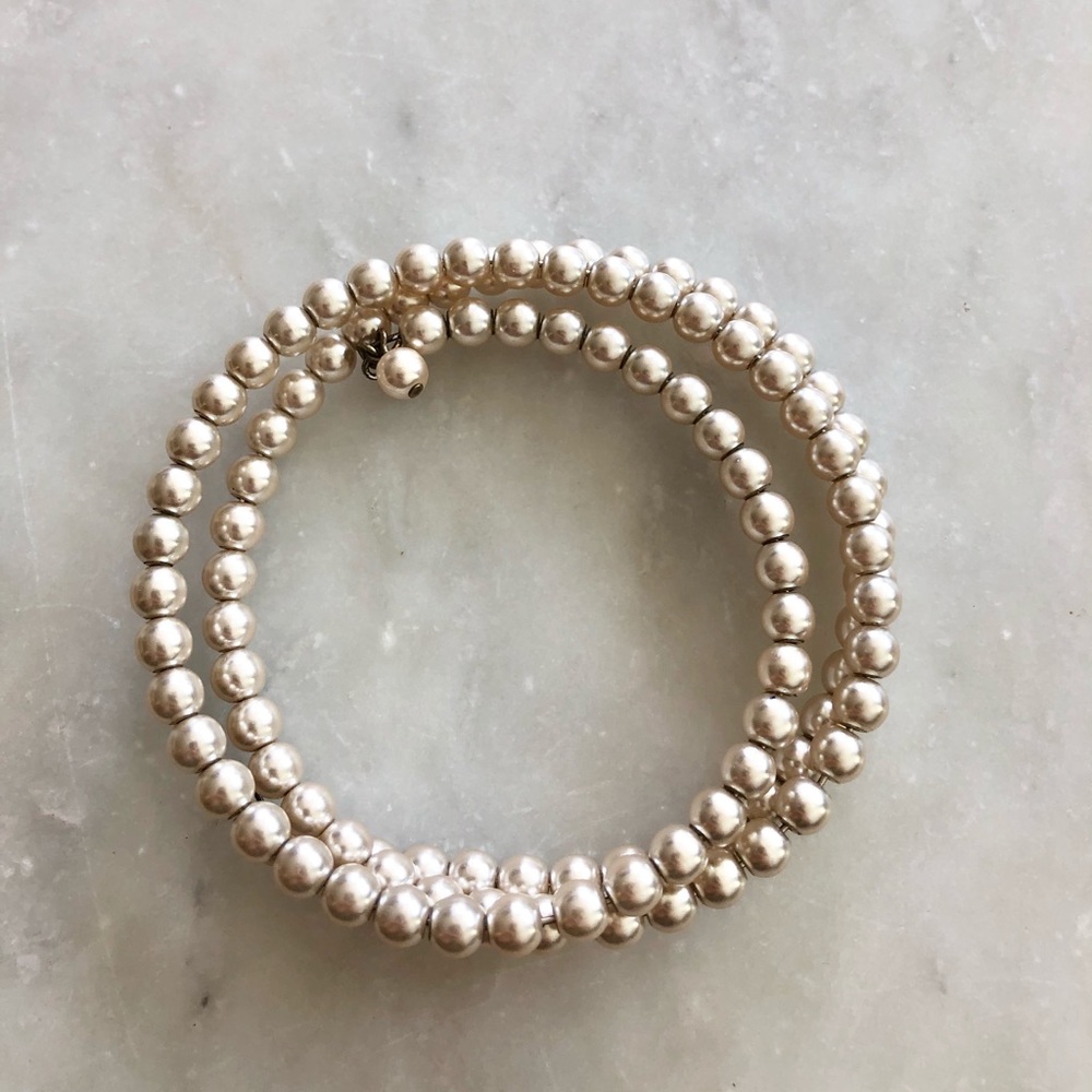 Monet Beige Pearl Multi-strand Bracelet